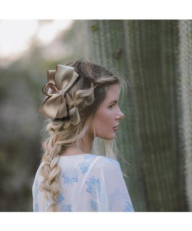 Bow Clips for Women Satin Hairclips | Nonslip Claw Clip Big Bow Hair Barrette Hair Dress Up Accessories for Birthday Show Champagne - Buy Online on GoSupps.com