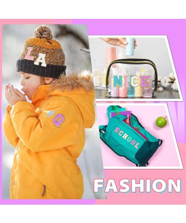104 Pcs Chenille Letter Patches - Varsity Iron-On & Adhesive Patches - White Pink Purple Blue - Embroidered Patch for Clothing - Buy Online on GoSupps.com