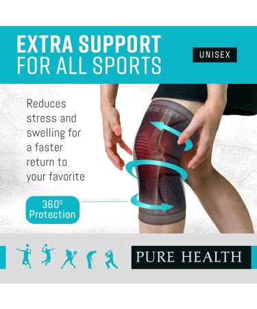 Pure Health Knee Support Brace Compression Sleeve for Arthritis Joint Pain Ligament Injury Meniscus Tear ACL MCL Tendonitis Pain Relief (Pack 1 Small) S 1 - Buy Online on GoSupps.com