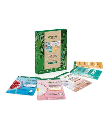 Garnier Sheet Masks Self-Care Collection Gift Set With 5 Face & Eye masks Pampering Beauty Gift For Her Christmas Gifts for Men & Women Vegan & Biodegradable Sheet Masks