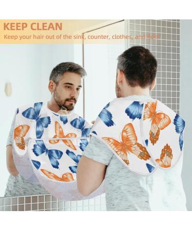 Lovely Butterflies Beard Bib Apron - Waterproof Hair Catcher for Men | Non-Stick Grooming Cape with Suction Cups | Perfect Gift for Men - Buy Online on GoSupps.com