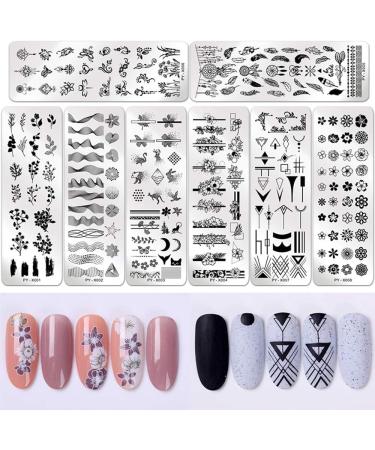 Riveryy 12 Pcs Nail Stamping Template Set - Geometry Animal & Flower Patterns for DIY Nail Art Decoration - Buy Online on GoSupps.com