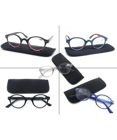 Reading Glasses 1.25 Readers 5 Pack - Lightweight Round Eyeglasses for Women Men - Flexible Spring Hinge - Mix Color 5 Pair Set - Buy Online on GoSupps.com