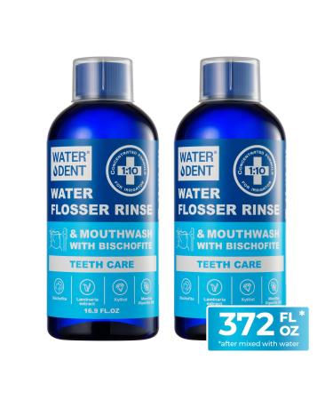 WATER DENT Water Flosser Rinse Concentrated Mouthwash 1:10 Add to Water Flosser with Bischofite Xylitol and Laminaria Extract Mint Flavor (Pack of 2 - Value of 372 fl.oz) Mint 16.9 Fl Oz (Pack of 2)