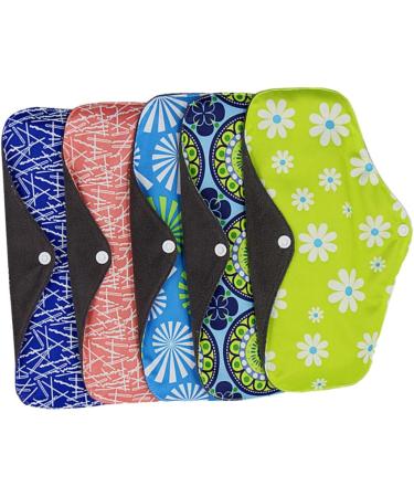 Set of 5 Reusable Menstrual Pads | Washable Cloth Period Towels | Mama Cloth Pads for Mother & Aunt | Eco-Friendly Printed Menstrual Pads - Buy Online on GoSupps.com