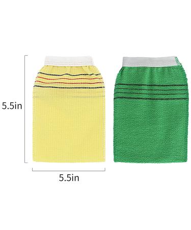 Korean Exfoliating Washcloth & Scrub Mitt Set - 5 Pack | Premium Body Scrub Gloves for Dead Skin Removal | Bath & Shower Exfoliating Scrubber for Men and Women - 3 Green & 2 Yellow - Buy Online on GoSupps.com