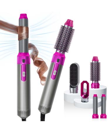 New Updated 5 in 1 Hair Styler Hot Air Brush Hair Dryer Brush Hair Curler Air Styler Hair Dryer Set - Perfect for Volumizing Straightening and Curling at Home (Grey)