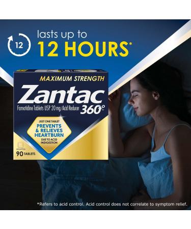 Zantac 360 Maximum Strength Tablets - 90 Count 20 mg Heartburn Relief & Prevention Buy Internationally - Buy Online on GoSupps.com