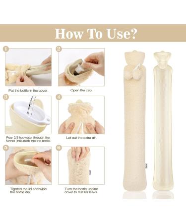HomeWit 2L Large Hot Water Bottle with Soft Cover - Versatile Hose Heat Bottle for Waist Shoulder and Neck - Comfortable Champagne Color - Buy Online on GoSupps.com