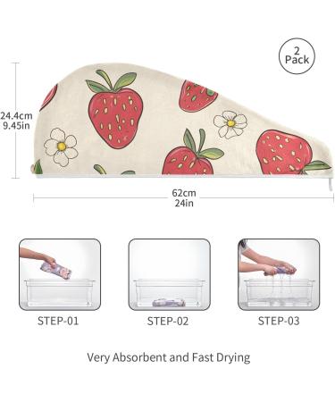 Buy Strawberry Hair Towel 2 Pack - Super Absorbent Quick Dry Hair Turbans for Women & Girls | Best International Shipping - Buy Online on GoSupps.com