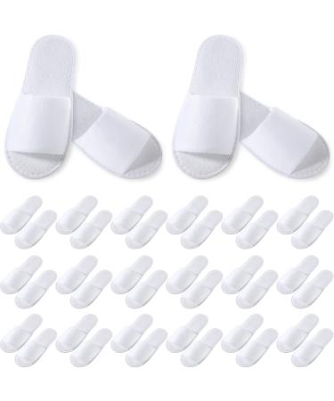 Coume 48 Pairs Spa Slippers Disposable Slippers for Women Men White Non-Slip Guests Slippers for Spa Hotel Travel Home Party Wedding Supplies Open Toe