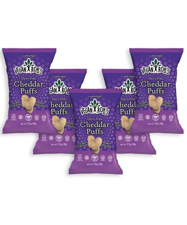 Vegan Rob's Plant Based Dairy Free Cheddar Puffs Certified Gluten Free Kosher(OU) Kosher 3.5 oz - 5 pack 5-pack