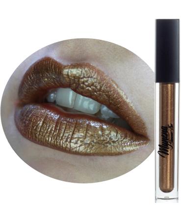 Mynena Copper Gold Lip Gloss Topper Shimmer Glossy Finish Liquid Lipstick Moisturizing with Jojoba Oil | Talc-Free Mica-Free Gluten-Free Paraben-Free Cruelty-Free Vegan | Hazel