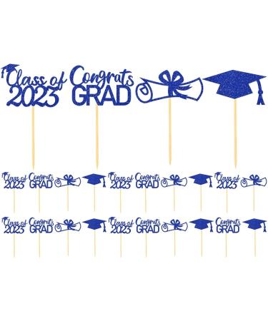 Vigcebit Graduation Cupcake Toppers 2023 | Graduation Cupcake Toppers | Class of 2023 Graduation Cupcake Toppers Diploma Grad Caps Cake Toppers Picks for Graduation Blue - Buy Online on GoSupps.com