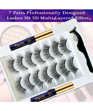 DUOERLA Magnetic Eyelashes & Eyeliner Kit - 7 Pairs Wispy Cat-Eye Lashes | Reusable Cruelty-Free & Vegan | Easy 3D Applicator for Natural Look - Buy Online on GoSupps.com