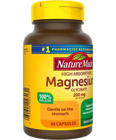 Nature Made Magnesium Glycinate 200mg Dietary Supplement - Muscle, Heart, Nerve, Bone Support - 60 Capsules - 30 Day Supply - Buy Online on GoSupps.com