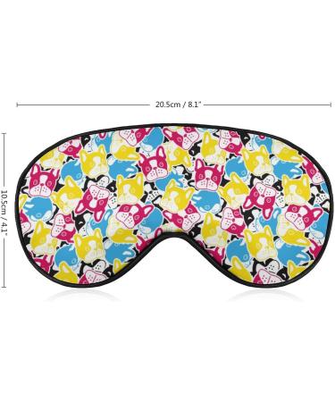 Colorful French Bulldog Doodle Sleep Mask | Adjustable Eye Shades for Women | Comfortable Sleeping Cover with Elastic Strap - Buy Online on GoSupps.com