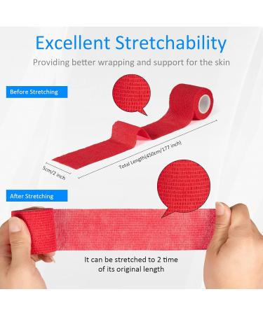 Buy Legal Self-Adhesive Bandage 5cm x 4.5m - 6 Rolls Cohesive First Aid Wrap for Dogs & Sports - Red Elastic Binding - Buy Online on GoSupps.com