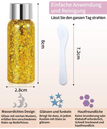 Glitzer Face Gel - Mermaid Sequins Glitter Body Gel for Festivals | Gold Glitter Makeup for Face Hair Lips & Nails - 1 Pack - Buy Online on GoSupps.com
