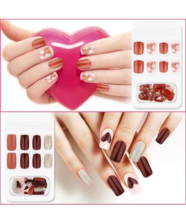 192 Pcs Short Square Fake Nails Set with Glue Stickers - Colorful Christmas Acrylic Artificial Nail Tips - Classic Style - Buy Online on GoSupps.com