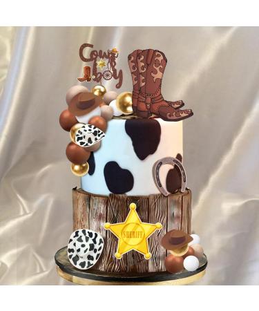 28 Pcs Cowboy Cake Decorations Cowboy Hat Boot Horseshoe Sheriff Badge Ball Cake Toppers Western Cowboy Birthday Baby Shower for Western Theme Party Favors Supplies - Buy Online on GoSupps.com