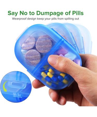 2 Pack Compact Travel Pill Organizer - Small Pill Box with 7 Compartments - Daily Pill Case for Pocket - Portable Medicine Container for Vitamins & Supplements (Blue) - Buy Online on GoSupps.com