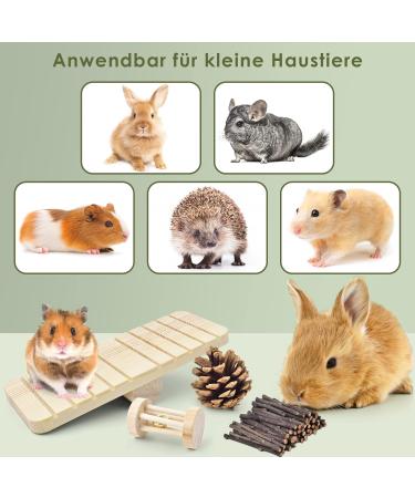 Erkoon 12-Piece Natural Wood Hamster Toy Set - Exercise Bell Rollers & Dental Molar Toys for Chinchillas Rabbits & Guinea Pigs - Buy Online on GoSupps.com