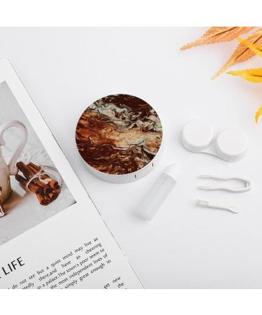 Marble Mixed Brown Contact Lens Case - Durable Travel Box & Care Container for Contact Lenses - Buy Online on GoSupps.com