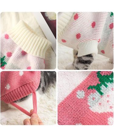 Shop Hillylolly Winter Pullover Cat Sweater Warm & Stylish Knitting Clothing for Cats Pink Strawberry Design - Buy Online on GoSupps.com