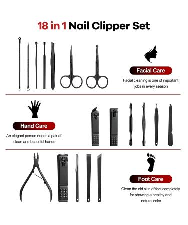 18-Piece MUIIGOOD Manicure Pedicure Set | Stainless Steel Nail Care Kit in Luxury PU Leather Case | Professional Grooming Tools for Men and Women - Buy Online on GoSupps.com