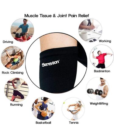 Senston Arm Support Sleeve - Compression for Tendonitis and Arthritis - Unisex Sports Brace for Breathy Comfort - Black - Buy Online on GoSupps.com