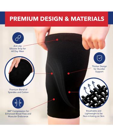 Doctor Developed Knee Brace Compression Sleeve + Handbook - Joint Disease Relief for Running & Weightlifting (Black XL) - Buy Online on GoSupps.com
