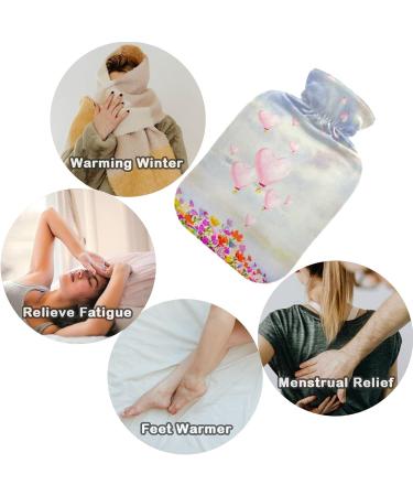 Naanle Floral Cat Hot Water Bottle 1L Transparent Heat Bottle for Pain Relief & Therapy | Back Hand Feet Warmer - Buy Online on GoSupps.com