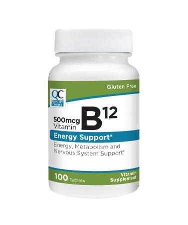 Quality Choice Vitamin B12 500 MCG Energy Metabolism & Nervous System Support Supplement 100 Count Bottle of Tablets - Buy Online on GoSupps.com