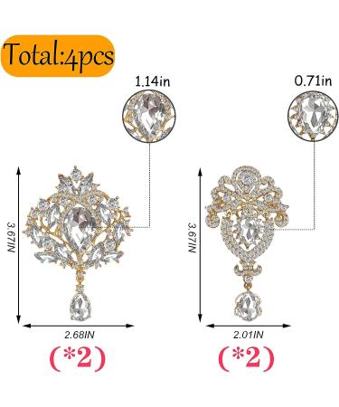 Yhsheen Rhinestone Crystal Brooch Pins Wedding Bouquet Set Gold - 4pcs - Buy Online on GoSupps.com