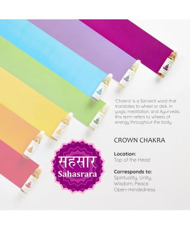 Crown Chakra Essential Oil Roll-On Blend by Aromafume | 10ml/0.33 fl oz | Sahasrara | Aromatherapy Oils for Chakra Balance | Lavender & Jasmine Extracts | Chakra Incense for Meditation Yoga Reiki - Buy Online on GoSupps.com