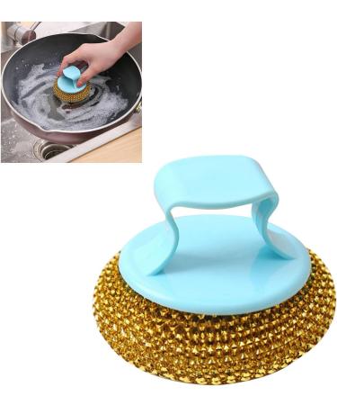 Pots Metal Sponges Easy to Use Durable Practical Stainless Steel Wire Ball with Handle for Kitchen (Gold) - Buy Online on GoSupps.com