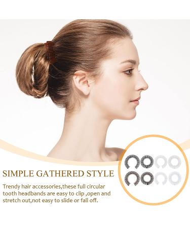 20 Pcs Flexible Circle Comb Hairband Holder for Women Girls - Black, Coffee, Clear, White | 90s Hair Accessories for Yoga Sports - Buy Online on GoSupps.com