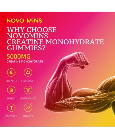 NSF Certified Creatine Gummy - Creatine Monohydrate Gummies 5000mg for Men & Women Chewables Creatine Monohydrate for Muscle Strength Muscle Builder Energy Boost Pre-Workout Supplement(120 Count) Strawberry Raspberry Bl  - Buy Online on GoSupps.com