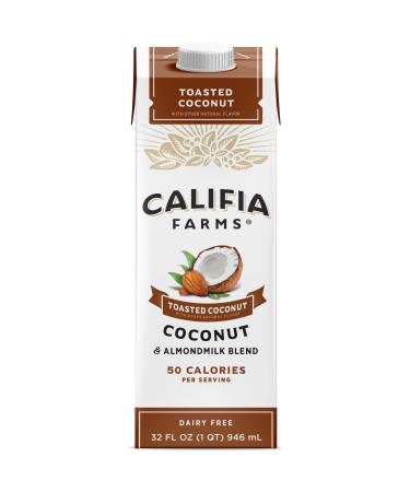 Califia Farms - Toasted Coconut Almond Milk, 32 Oz, Dairy Free, Vegan, Plant Based, Shelf Stable, Vegan, Gluten Free, Non GMO, Sugar Free, High Calcium, Smoothie, Coconut Milk