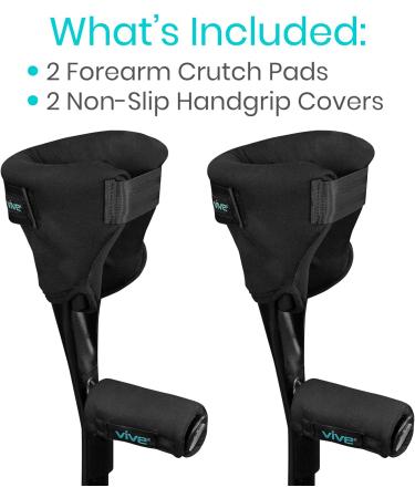 Vive Forearm Crutch Pads - Arm Cuff Padding for Adults - Mobility Handle Cushion for Men and Women (Black) - Buy Online on GoSupps.com