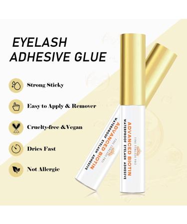 2 in 1 Clear Lash Glue with Biotin for Lash Growth | Strong Hold Easy Brush-On Latex-Free Waterproof - Ideal for Sensitive Eyes & All Types of Lashes - Buy Online on GoSupps.com