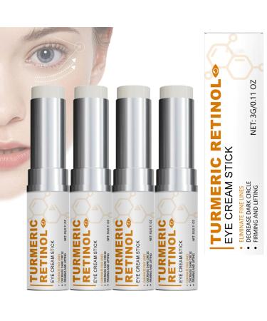 Turmeric & Retinol Eye Cream, Anti-Aging Moisturizing Eye Cream for Puffiness, Anti-Wrinkle Eye Cream for Bags Under Eyes, Multi-Correction Eye Balm (4pcs)