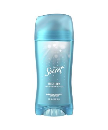 Secret Invisible Solid Antiperspirant and Deodorant Fresh Linen Scent 2.6 Oz