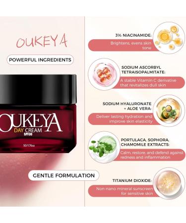  OUKEYA OUKEYA Face Day Cream SPF 30 with Niacinamide 3% Vitamin C Shea Butter and Hyaluronic Acid Moisturizing Soothing and Light Suitable for Sensitive Skin 50g - Buy Online on GoSupps.com