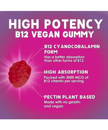 B12 Energy Gummies 3000 mcg - Extra Strength Vitamin B 12 Gummy for Metabolism & Immune System Support - Chewable Dietary B12 Supplements for Adults & Kids Caffeine Free Gummy Vitamin - 60 Gummies 60 Count (Pack of 1) - Buy Online on GoSupps.com