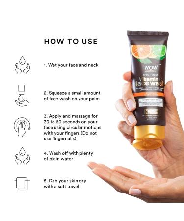 WOW Skin Science Vitamin C Face Wash - Deep Cleanser for All Skin Types | Exfoliating & Pore Minimizer | Sulfate & Paraben Free | 100ml by Glowrity - International Shipping Available - Buy Online on GoSupps.com