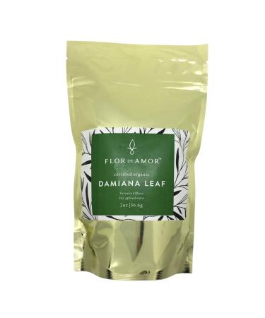 Flor De Amor Certified Organic Damiana Leaf 2 oz | Relaxing and Soothing for Adrenal Support | Cut and Sifted | Caffeine Free | Non-GMO