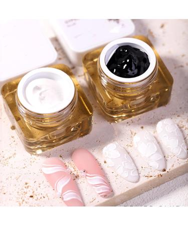 2 Pack Nail Art UV Gel - Micro 3D Sculpting & Painting Gel for Creative DIY Nail Decoration - White & Black Varnish with Brush - Buy Online on GoSupps.com