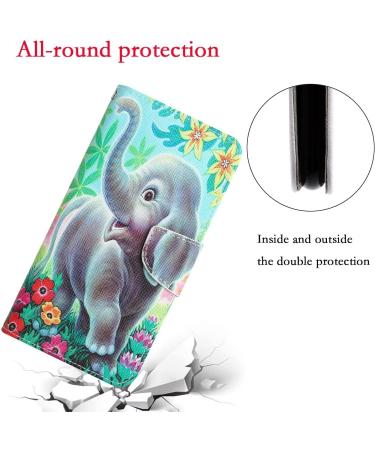 Didan Samsung Galaxy A7 2018 Case - Colorful PU Leather Flip Cover with Stand Full Body Protection Elefant & Flower Motif - Buy Online on GoSupps.com